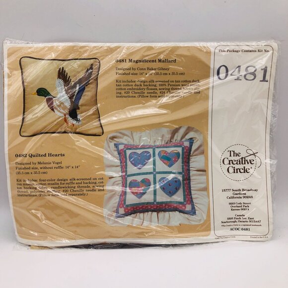 New The Creative Circle Magnificent Mallard Wool Embroidery Pillow Kit #0481 - Picture 2 of 6